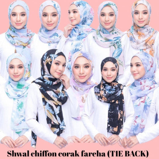 Angeline Printed Chiffon Wideshawl (TIEBACK)